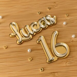 Personalized Acrylic Cake Topper: Double Layered Name Charm image 10