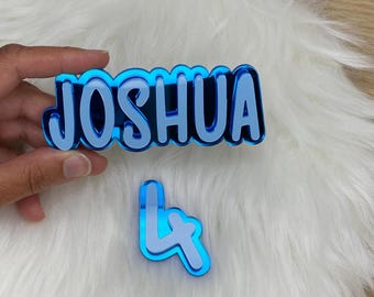 Personalized Acrylic Cake Topper: Name & Number, Reusable Birthday Decor