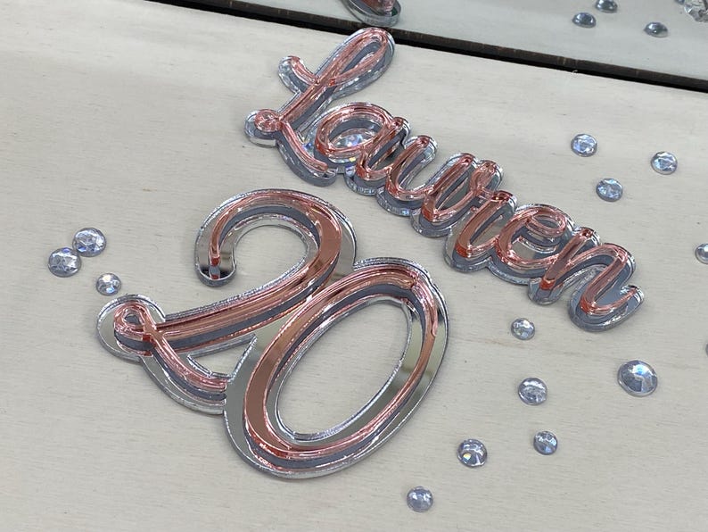 Personalized Acrylic Cake Topper: Double Layered Name Charm image 5