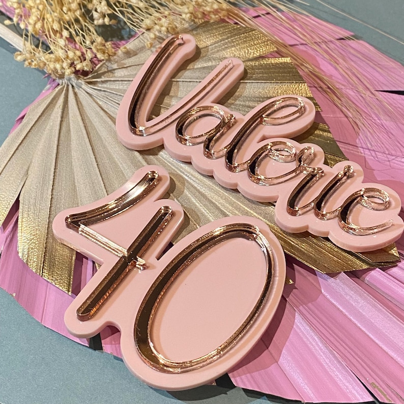 Personalized Acrylic Cake Topper: Double Layered Name Charm image 7