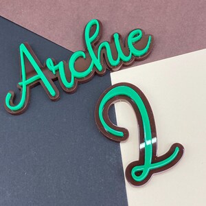Personalized Acrylic Cake Topper: Double Layered Name Charm image 8