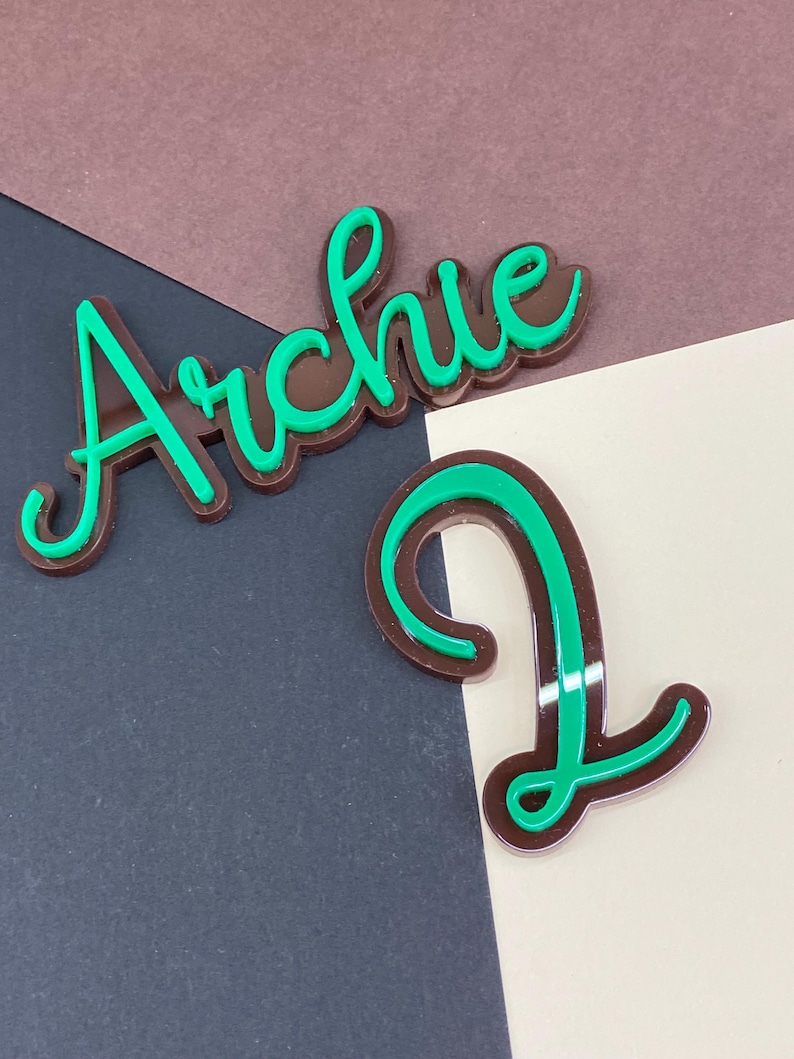 Personalized Acrylic Cake Topper: Double Layered Name Charm image 8
