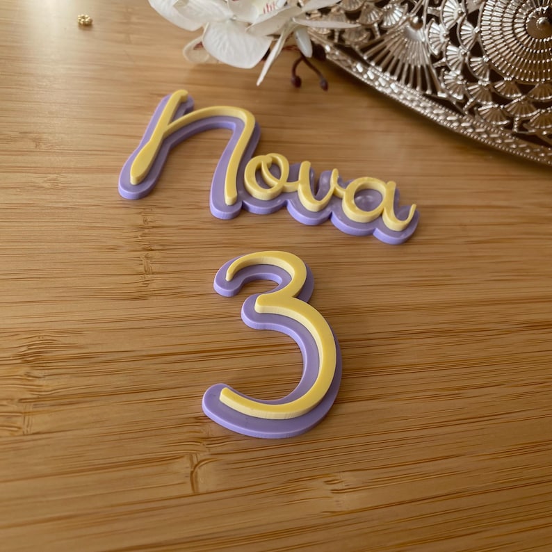 Personalized Acrylic Cake Topper: Double Layered Name Charm image 4