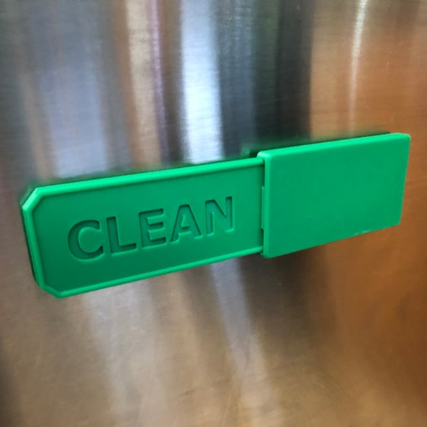 Clean and dirty sliding dishwasher magnet, 3D printed