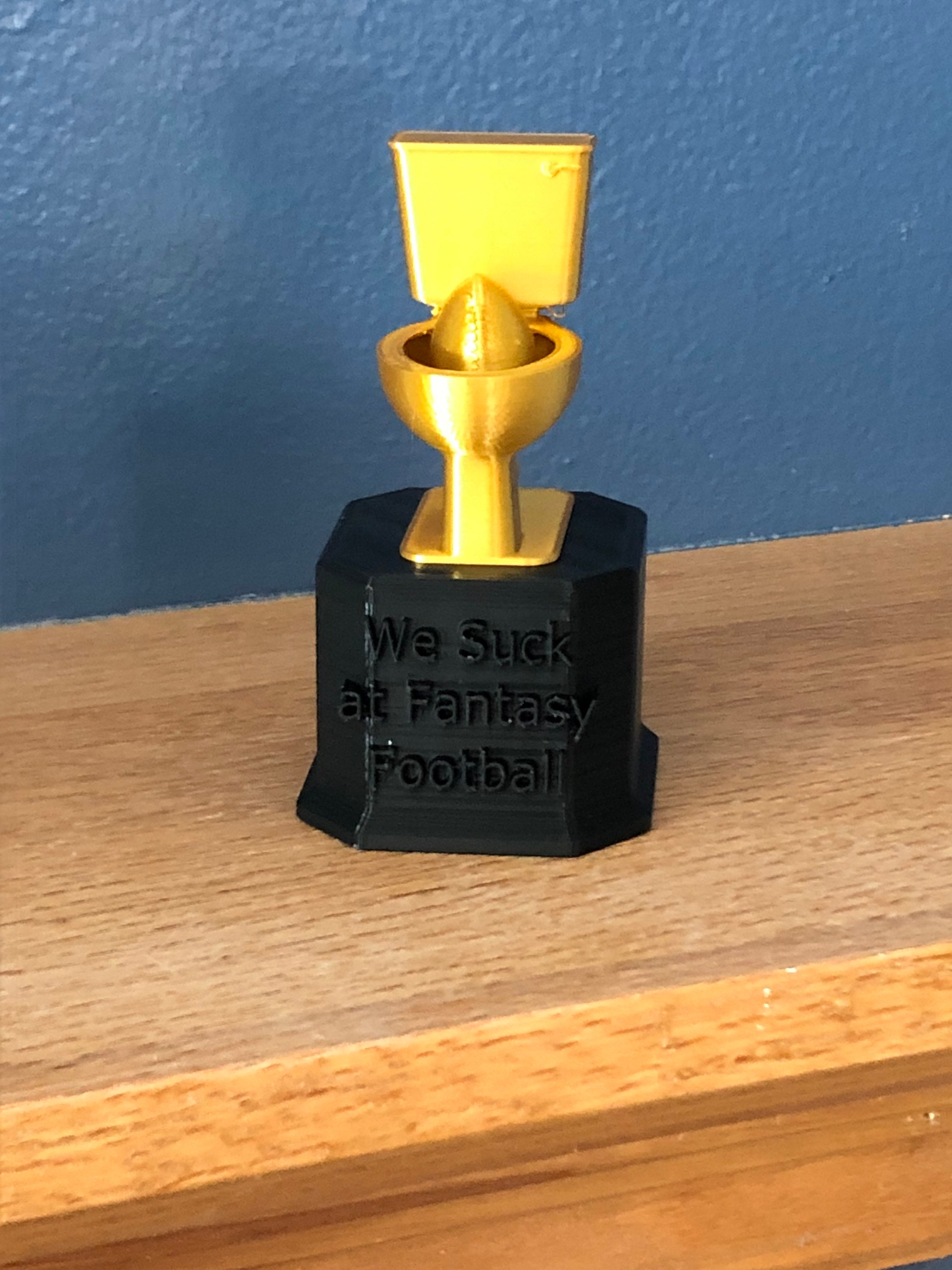 Last Place and First Place Fantasy Football Trophies, 3D Printed with