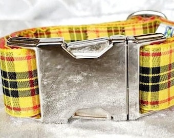 Tartan Dog Collar and Lead by The Wee Scots Lass Stunning MacLeod Tartan Heavy Duty Metal Clasp and Fittings Weddings Birthday Celebrations