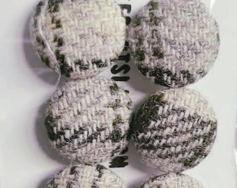 Harris Tweed Covered Buttons available in 18mm 25mm and 30mm. Gorgeous Colours. For cushions, coats, sewing crafts.
