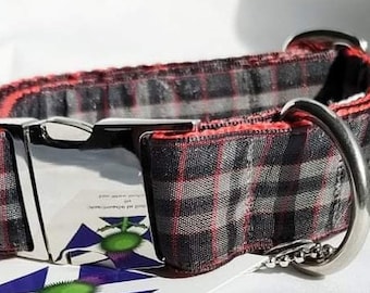 Tartan Dog Collar Pride of Scotland Silver by The Wee Scots Lass Heavy Duty Quick Release Buckle Metal Fittings Weddings Birthdays Gifts