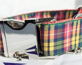 Tartan Dog Collar & Lead by The Wee Scots Lass Gorgeous Buchanan Tartan Heavy Duty Quick Release Clasp Metal Fittings Weddings Birthdays