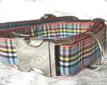 Tartan Dog Collar and Lead by The Wee Scots Lass Gorgeous Anderson Tartan Heavy Duty Quick Release Clasp Metal Fittings Adjustable Bespoke