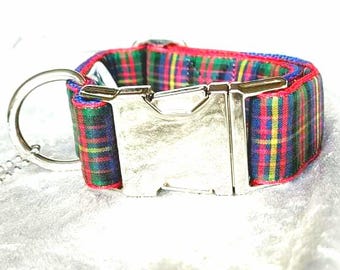 Tartan Dog Collar and Lead by The Wee Scots Lass Gorgeous Cameron Tartan Heavy Duty Quick Release Metal Fittings Weddings Birthdays Gifts