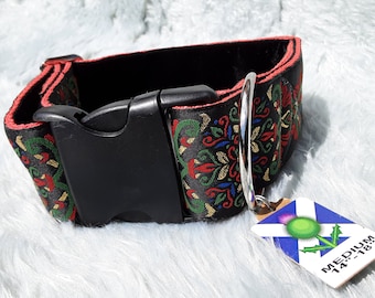 Dog Collar, Size Medium, Stunning, Strong and Unique 50mm Wide, Thick Webbing Inner (750kg Breaking Point) Gorgeous Adjustable
