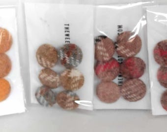 Harris Tweed Covered Metal Buttons available in 18mm and 30mm. Great for cushions, coats, sewing crafts.