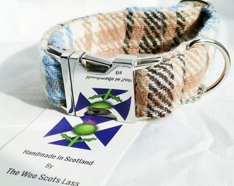 Dog Collar Harris Tweed Dog Collar by The Wee Scots Lass . Gorgeous Colours. Limited Stock Left!!