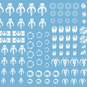 Witte Mandaloriaanse stickers voor modelbouwsets