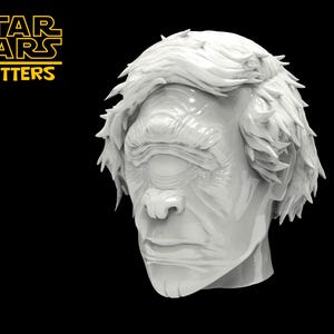 May include: White 3D printed model of a creature with a single large eye, a prominent nose, and a short, spiky hairstyle.