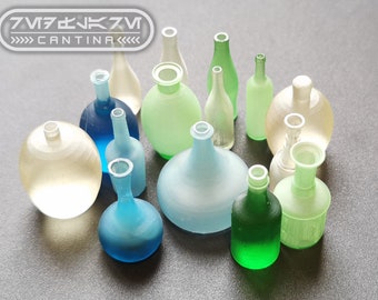 Cantina Bottle Set for model making, miniature set props and kitbashing dioramas