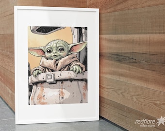 Póster fan art de Baby Grogu: diseño único para coleccionistas