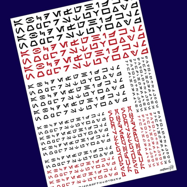 Star Wars Font Waterslide Decals