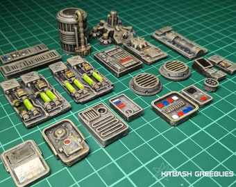 SciFi Kitbash 壁パネル＆コントロールユニットセット – モデルビルダー、ウォーハンマージオラマ、コスプレアクセサリー用のモジュラーピース20個