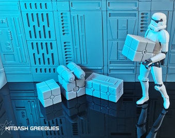 Caisses de diorama Star Wars, boîtes impériales à l'échelle 1/12 avec décalcomanies