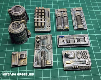 SciFi Kitbash Panels – 9 Resin Model Greeblies for Diorama Detailing