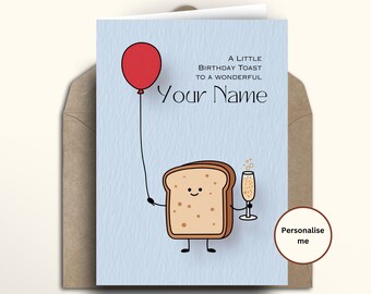Funny Birthday Toast Card, Personalised Birthday Card, Mom, Mum, Son, Daughter, Dad, personalized birthday card
