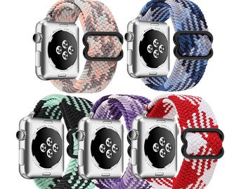 Apple Watch adjustable Braided Strap Band with silver connector lugs - 38mm 40mm 41mm / 42mm 44mm 45mm
