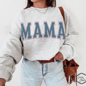 Retro College Mama Sweatshirt/Blessed Mama Sweatshirt/Gift For Mom/New Mother Gift/Baby Shower Gift/Pregnancy Announcement/Mother's Day Gift