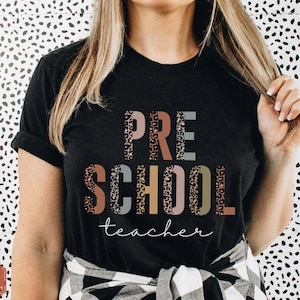 Preschool Teacher Shirt, Preschool Teacher Crew, Rainbow Leopard Teacher, Back To School, Teacher Appreciation, Cute Teacher Shirts