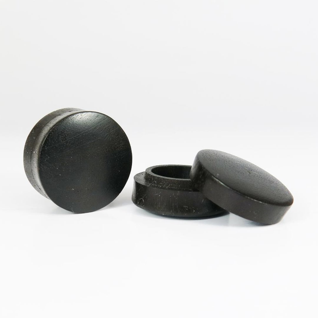 Customizable Black Wood Stash Ear Plugs. Organic Stash Plugs for Ear