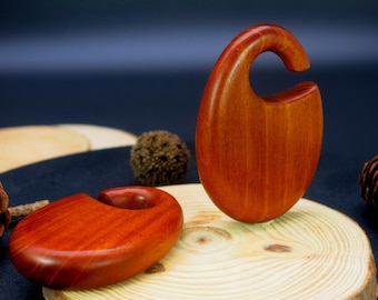 Fijian Mahogany Dewdrop Ear Weights: Custom Ear Hangers
