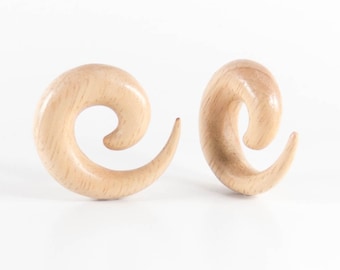 Handmade Hevea Wood Spiral Gauges: Organic Ear Plugs