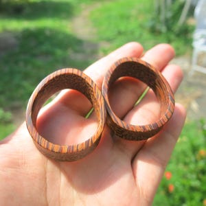 Custom Made Coconut Palm Wood Oval Teardrop Tunnel Plugs with Dangle. Handmade Wooden Egg Teardrop Hollow Eyelet Earrings for Stretching