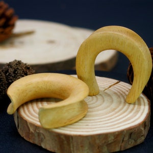 Custom White Wood Saddle Ear Weights for Hanging Jewelry. Handmade Ear Saddles for Ear Stretching and Gauging up.