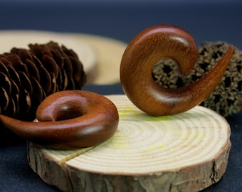 Handmade Blonde Raintree Wood Standard Ear Spiral Tapers: Gauged Ear Plugs
