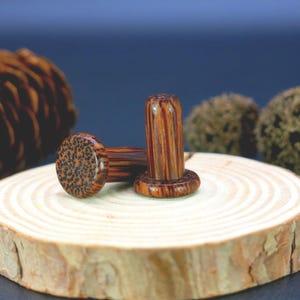Coconut Palm Wood Labret Plugs: Single Flare Mushroom Gauges