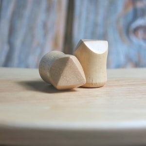Pair of Unique Hevea Wood Carved Ear Plugs for Stretched Earlobes. Organic Body Jewelry for Gauged Ears. Plugs for Big Ears.
