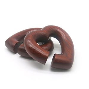 Bulky Blood Wood Heart Hoop Ear Weights: Custom Red Wooden Heart Plugs