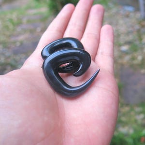 Custom Buffalo Horn Tri Spiral Earring: Handmade Swirl Ear Stretching Tapers