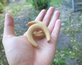 Handmade White Wood Saddle Ear Weights: Hanging Jewelry Gauges