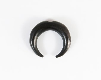 Custom Black Wood Septum Pincher with Notch. Organic C Shape Talons for Stretching and Retaining. Wooden Septum Crescent Nose Hoop.
