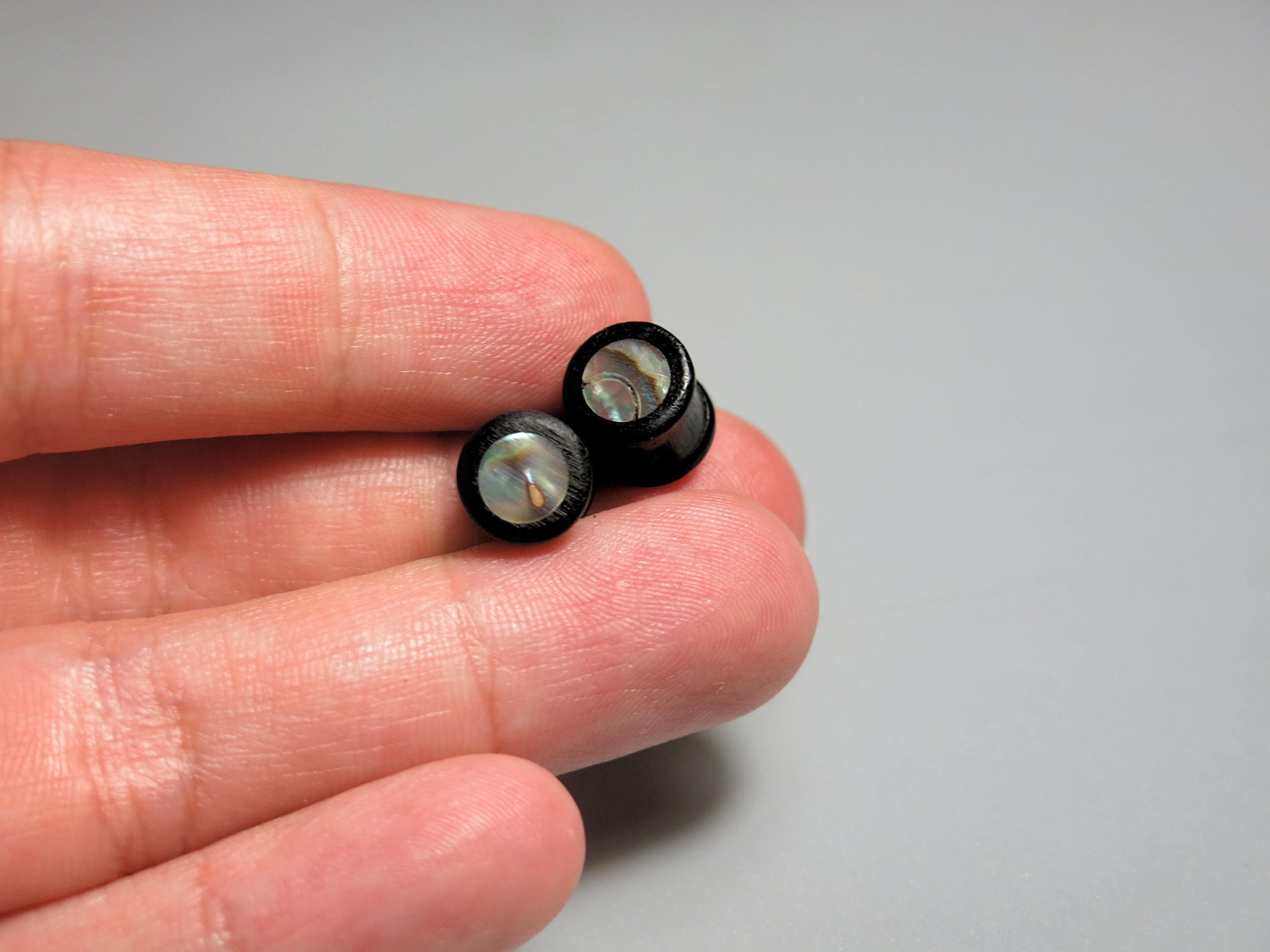 Dilatatori Per Le Orecchie A Goccia Con Intarsi In Abalone: Orecchini Calibrati In Legno Bianco Biologico - Italia - Foto 12