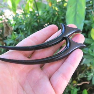 Handmade Dark Raintree Wooden Talon Earrings for Stretched Earlobes. Custom Black Wood Ear Talon Gauges