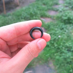 Handmade Dark Raintree Wooden Septum Pincher for Gauge Nose. Custom Black Wood Gauged Crescent Septum Ring for Pierced Septum