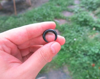 Handmade Dark Raintree Wooden Septum Pincher for Gauge Nose. Custom Black Wood Gauged Crescent Septum Ring for Pierced Septum