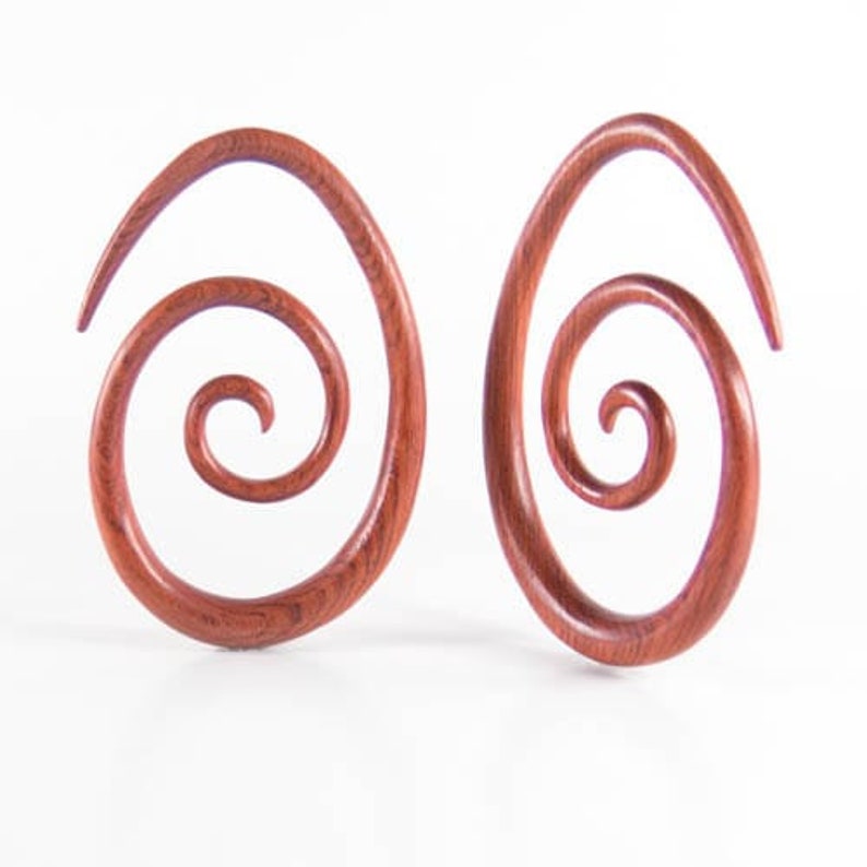 Blood Wood Oval Spiral Gauges I Spiral Ear Tapers I Spiral Ear Etsy