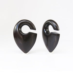 Black Wood Pendulum Ear Weights for Stretched Earlobes. Custom Wood Ear Weights for Ear Stretching. Wooden Ear Weights for Dangle Jewelry.