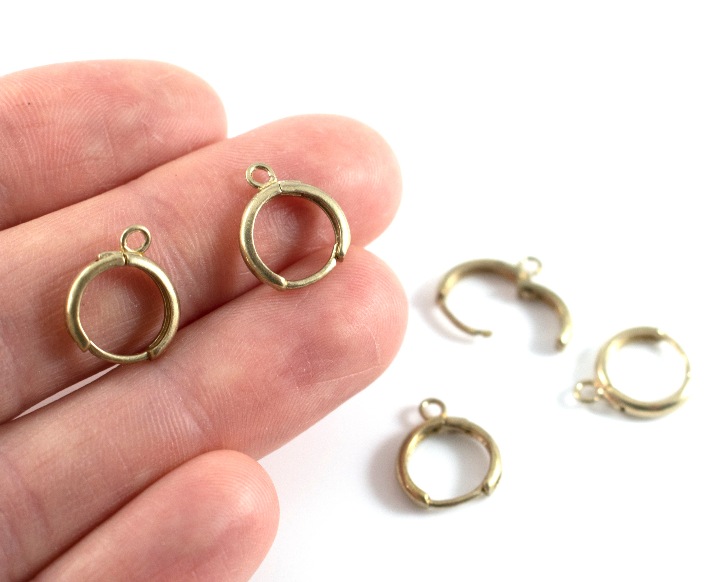 2 pairs x Raw Brass Earring Clasp Raw Brass Tone Hoop Earrings Etsy