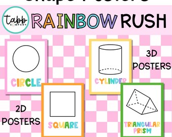 Poster con forme arcobaleno: decorazioni per l'aula in 2D e 3D (file PDF/PNG stampabili)